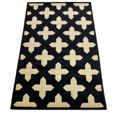 Designerski nowoczesny dywan wełniany Crosses 155x245cm Indie 2cm gruby