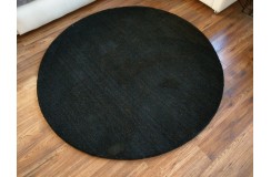 Gładki czarny dywan 100% wełniany, okrągły średnica 125cm Indie