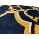 Designerski nowoczesny dywan wełniany Art Deco 155x240cm Indie 2cm gruby niebieski ciemny
