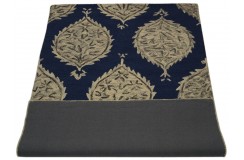 Kolorowy brązowy dywan RUG COLLECTION do salonu design w kwiaty 100% wełna 150x240cm Indie