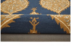 Kolorowy brązowy dywan RUG COLLECTION do salonu design w kwiaty 100% wełna 150x240cm Indie