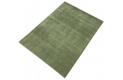 Gładki 100% wełniany dywan Gabbeh Handloom zielony 170x240cm gładki