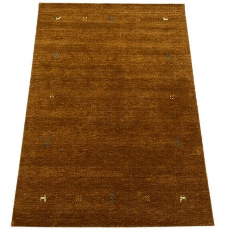 Gładki 100% wełniany dywan Gabbeh Handloom brązowy 170x240cm gładki