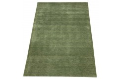 Gładki 100% wełniany dywan Gabbeh Handloom zielony 200x300cm gładki