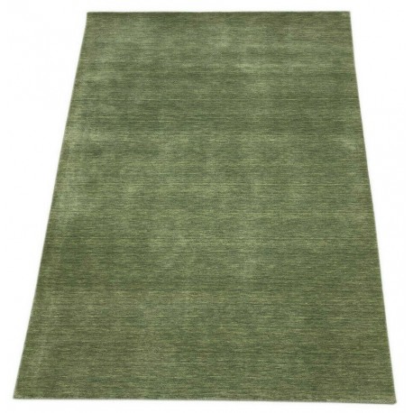 Gładki 100% wełniany dywan Gabbeh Handloom zielony 200x300cm gładki