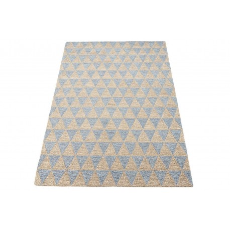 Dwukolorowy dywan z deseniem w geometryczne trójkąty100% wełniany tafting 160x230cm