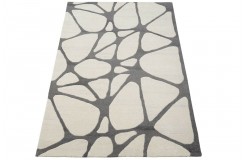 Dwukolorowy dywan abstrakcyjny szaro beżowy 100% wełniany tafting 160x230cm