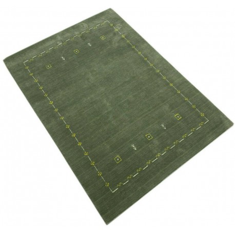 Gładki  dywan Gabbeh Handloom Lori wełna wiskoza zielony 170x240cm