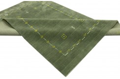Wełna i wiskoza gruby dywan handloom z indii zielony 170x240cm
