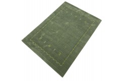 Wełna i wiskoza gruby dywan handloom z indii zielony 170x240cm