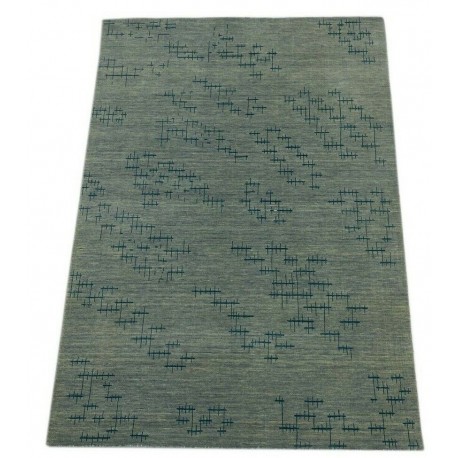 Gładki nowoczesny dywan Gabbeh Handloom Lori 100% wełna niebieski 140x200cm