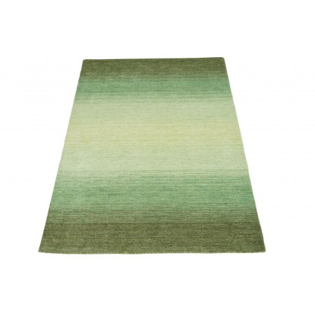 Zielony dywan geometryczny w pasy do salonu 100% wełniany tafting 160x230cm