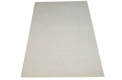 Ecru gładki dywan do salonu 100% wełniany tafting 160x230cm