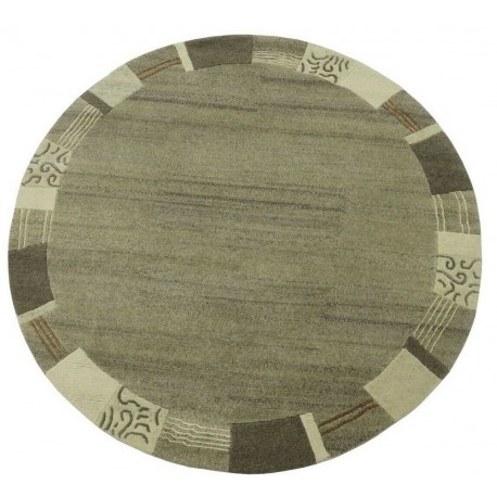100% welniany ręcznie tkany dywan Nepal Premium szary beż 150x150cm okrągły