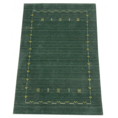 Gładki  dywan Gabbeh Handloom Lori wełna wiskoza zielony 120x180cm