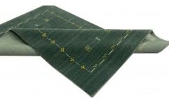 Wełna i wiskoza gruby dywan handloom z indii zielony 120x180cm