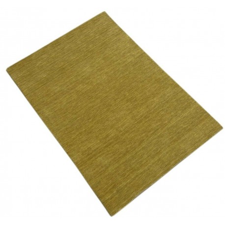 Gładki nowoczesny dywan Gabbeh Handloom Lori 100% wełna złoto-zielony 170x240cm