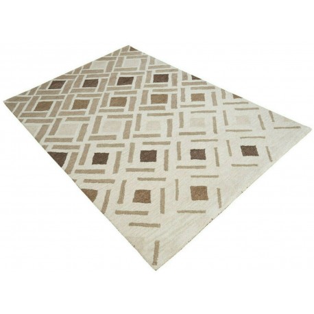 Piękny beżowo brązowy dywan do salonu 100% wełniany tafting 160x230cm