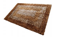 Gruby ciepły dywan shaggy 100% wełna 150x225cm ceglasty beżowy brązowy