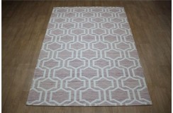 Poliester i bawełna dywan z Indii 160x230cm ręcznie tkany vintage beż