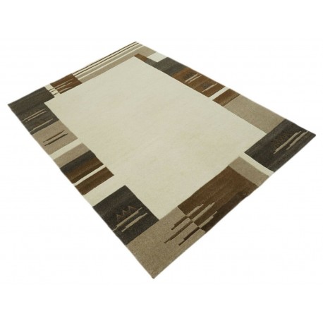 100% welniany ręcznie tkany dywan Nepal Premium beżowy brązowy 140X200cm kalsyczny wzór