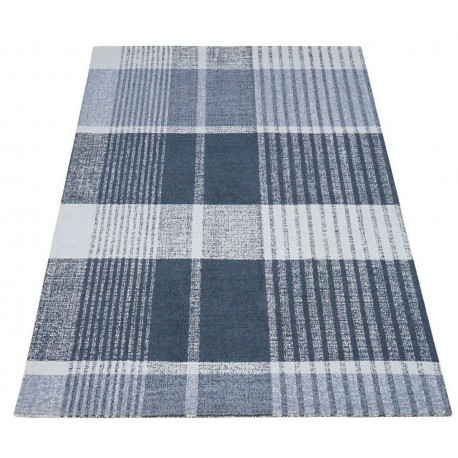 Geometryczny niebiesko beżowy dywan do salonu 100% wełniany tafting 160x230cm