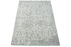 Beżowo-szary dywan w stylu kwiaty vintage do salonu 100% wełniany tafting 160x230cm