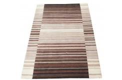 Geometryczny beżowo-brązowy dywan do salonu 100% wełniany tafting 160x230cm