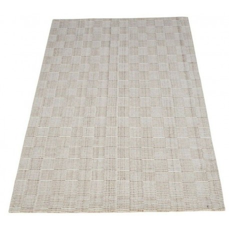 Geometryczny jasny dywan karo do salonu 100% wełniany tafting 160x230cm