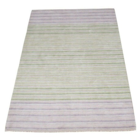 Geometryczny dywan w pasy 100% wełna owcza tafting 160x230cm fioletowo-zielony