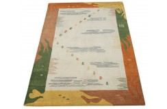 Nowoczesny kolorowy z beżowym tłem dywan do salonu 100% wełniany tafting 160x230cm