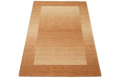 Geometryczny pomarańczowy dywan do salonu 100% wełniany tafting 160x230cm wzór gabbeh