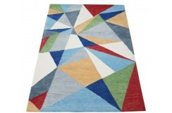 Geometryczny kolorowy dywan do salonu 100% wełniany tafting 160x230cm patchwork