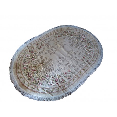 Piękny owalny dywan Aubusson Habei ręcznie tkany z Chin ok 2x3m 100% wełna przycinany rzeźbiony