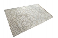 Subtelny beżowo-brązowy 100% wełniany dywan z Indii 150x240cm marokańska kończyna