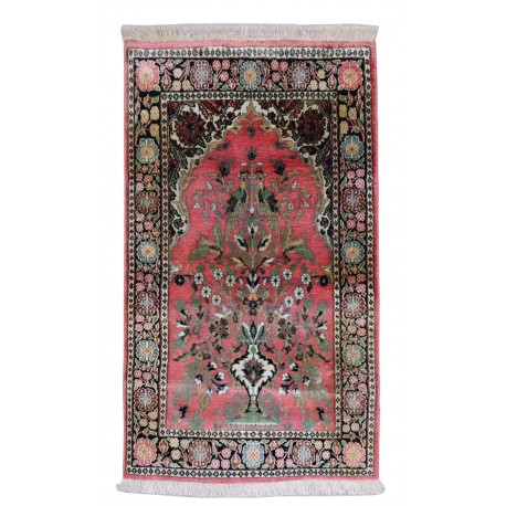 Indyjski dywan ręcznie tkany Kaszmir z czytego jedwabiu 77x120cm Jedwab naturalny z medalionem