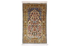 Indyjski dywan ręcznie tkany Kaszmir z czytego jedwabiu 77x121cm Jedwab naturalny z medalionem