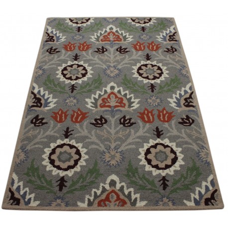 Kolorowy kwiatowy dywan RUG COLLECTION do salonu 100% wełniany 150x240cm Indie