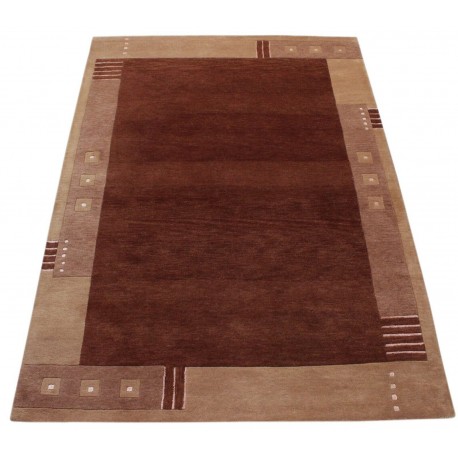 Klasyczny dywan z obżeżem do salonu 100% wełniany Nepal tafting 170x240cm brąz