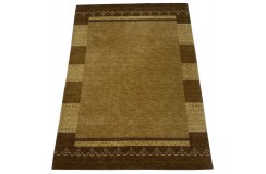 Brązowy delikatnie zdobiony dywan gabbeh 170x240cm wełna argentyńska piękny wzór