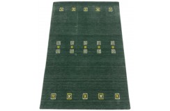 Gładki  dywan Gabbeh Handloom Lori wełna wiskoza zielony 100x150cm