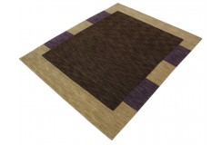 Bązowy delikatnie zdobiony dywan gabbeh 200x250cm wełna owcza piękny wzór