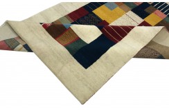 Ekskluzywny dywan Gabbeh Loribaft Patchowrk Indie 170x240cm 100% wełniany beżowy, kolorowy