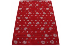 100% wełna gruby dywan z Indii 170x240cm design do salonu czerwony