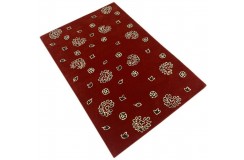 100% wełna gruby dywan z Indii 200x300cm design do salonu czerwony