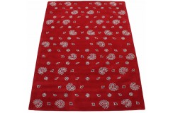 Czerwony kwiatowy dywan RUG COLLECTION do salonu 100% wełniany 170x240cm Indie Premium