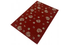 100% wełna gruby dywan z Indii 140x200cm design do salonu czerwony