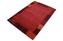 Klasyczny dywan z obżeżem do salonu 100% wełniany Nepal tafting 170x240cm czerwony