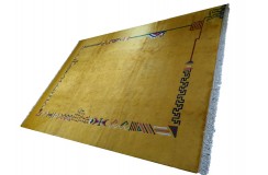Salonowy nowoczesny dywan ręcznie tkany 260x360cm pomarańcz Nepal Tybet nowozelandzka wełna owcza