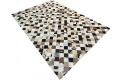 Natrualny skórzany dywan patchwork kwadraty 100% skóra 160x230cm, Indie